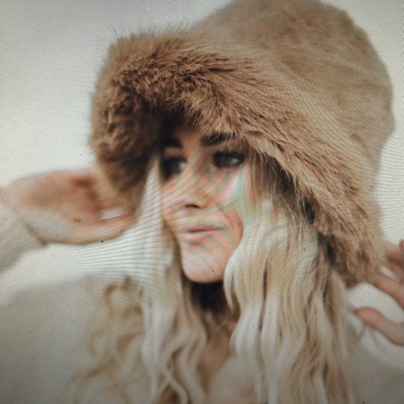 Faux Fur Flora Bucket Hat in Camel by Pretty Simple - Picture 2 of 2